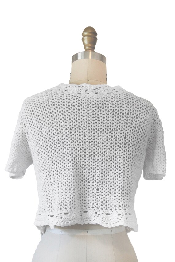 Vintage R & K White Crochet Sweater - image 3