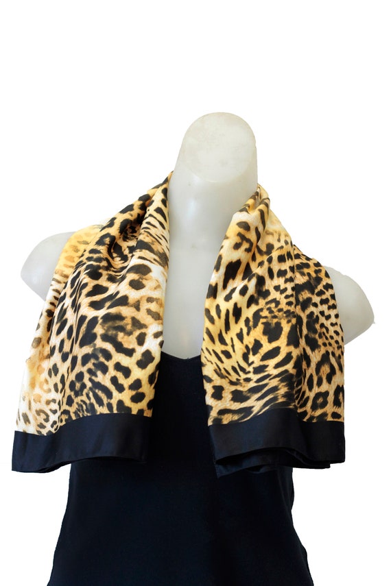 Animal Print Vintage Scarf With Black Borders - image 3