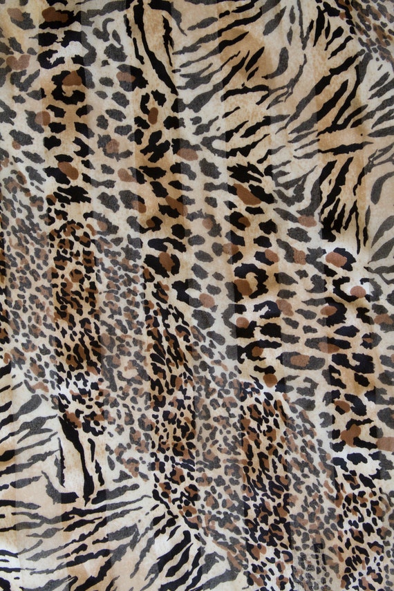 Leopard and Zebra Animal Print Vintage Scarf - image 3