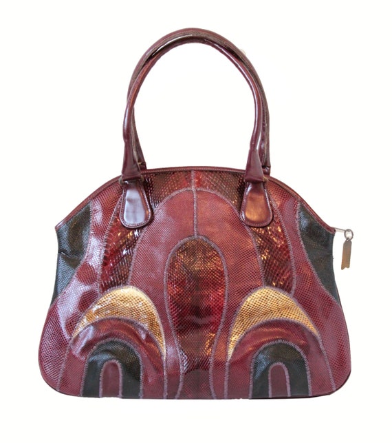 Vintage Reptile Skin Patchwork Purse - image 1