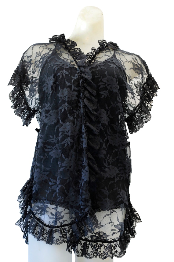 Frederick's Of Hollywood Black Vintage Lace Top