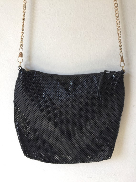Vintage Whiting And Davis Black Metal Mesh Purse Gem