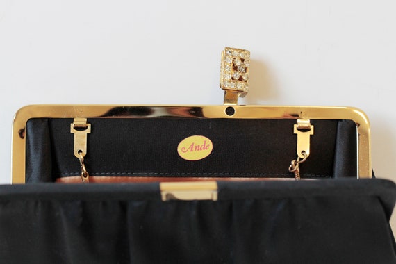 Black Vintage Purse with Gold Chain & Clasp - image 3