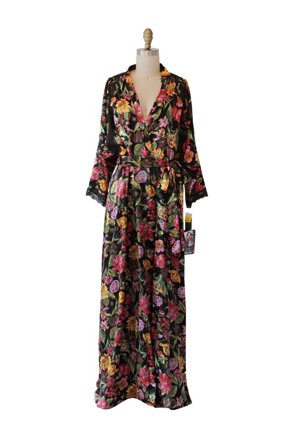 Vintage Vanity Fair Floral Long Robe NOS Gem