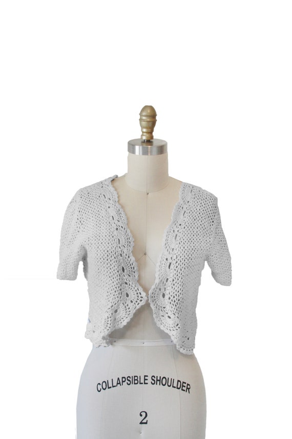 Vintage R & K White Crochet Sweater - image 5