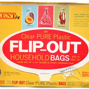 Vintage Kent Clear Plastic Flip-Out House Hold Bags Graphic Design Inspiration