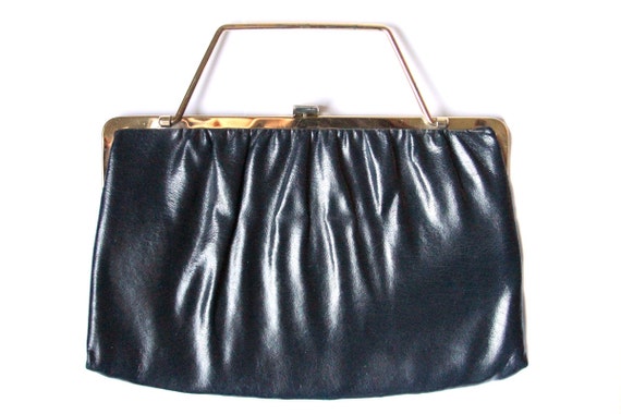 IDEAL Vintage Leather Navy Purse - image 1