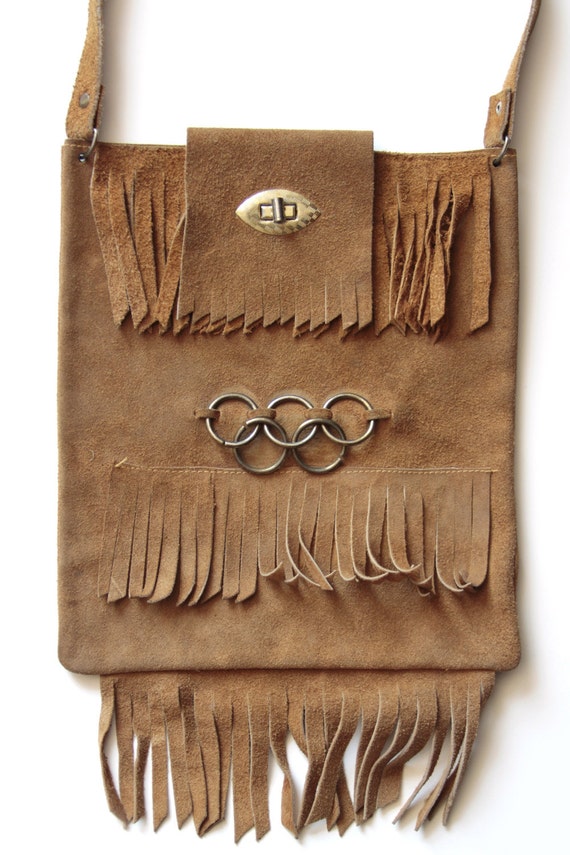 Brown Suede Vintage Fringe Purse Gem