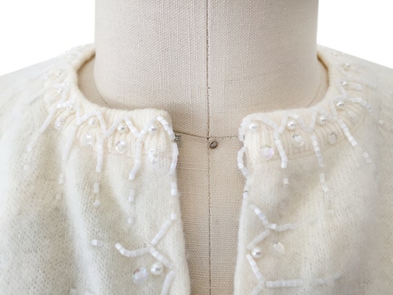 Vintage White Beaded Sweater - image 7