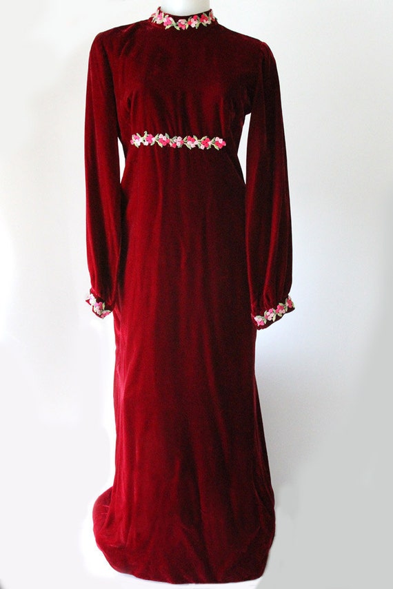 red velvet maxi dress