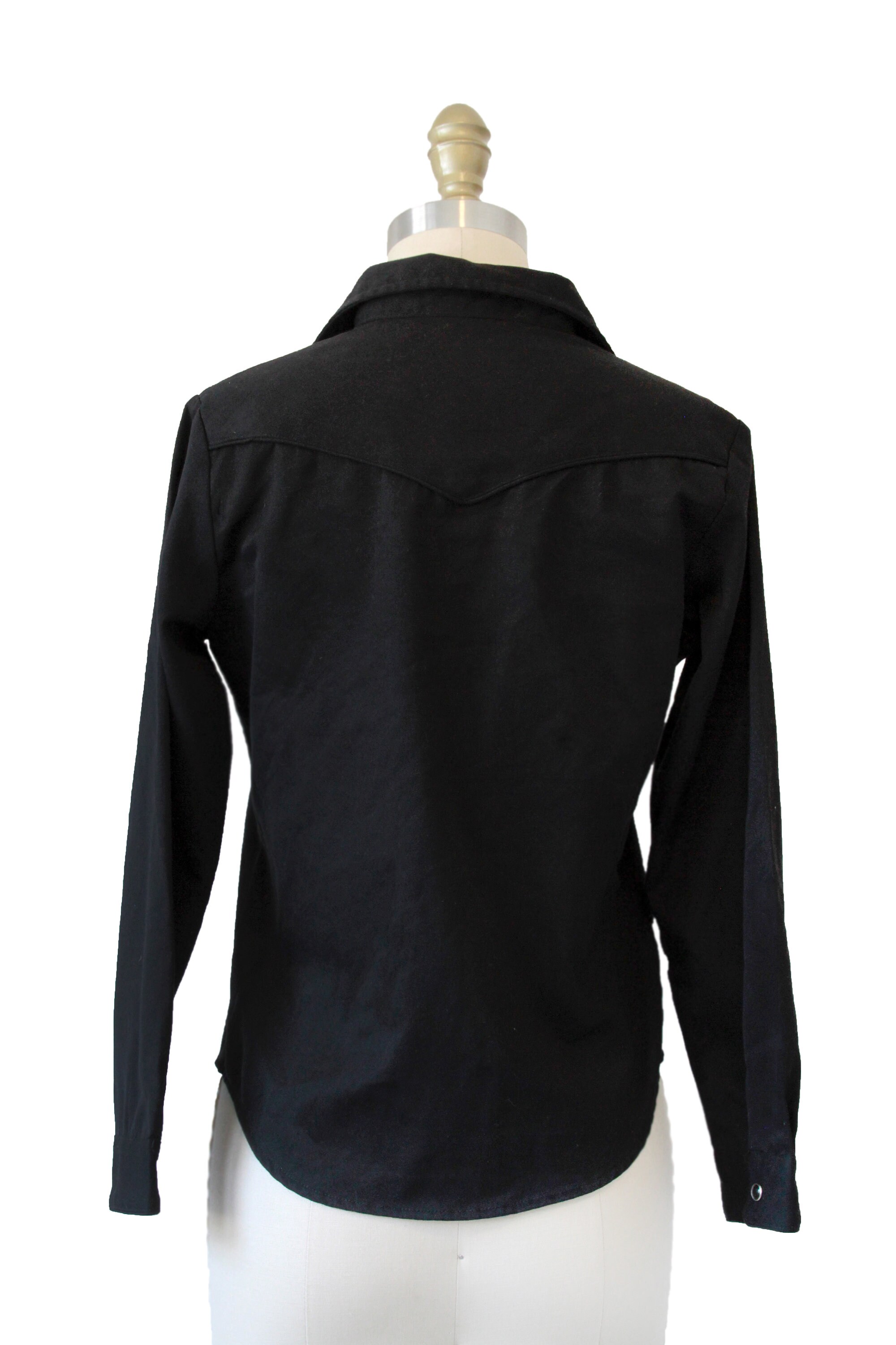 Chemise Western Roper Femme Noire à Carreaux - Manches Raglan Longues Taille XS - Neuf Avec Étiquettes
