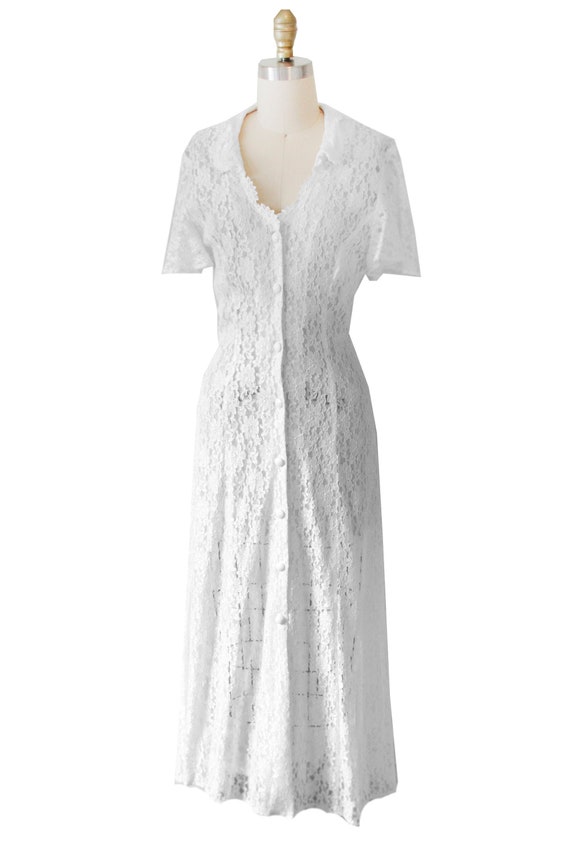White Lace Vintage Maxi Dress