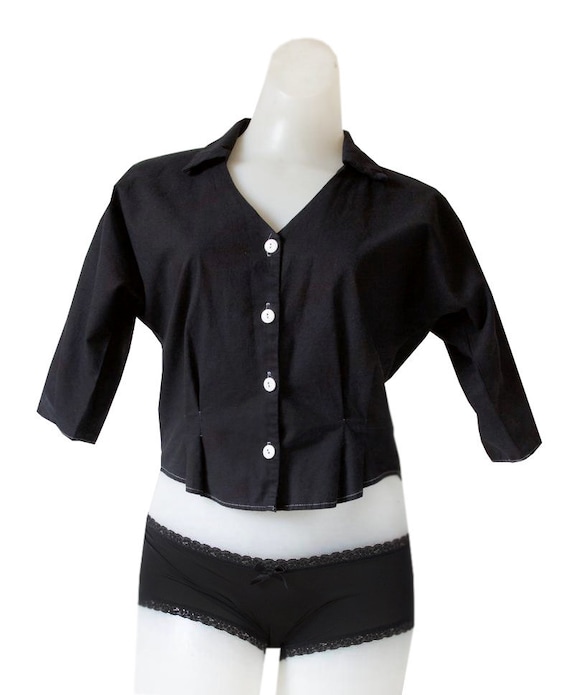 Black Vintage Shirt With Back Cut Out Detail