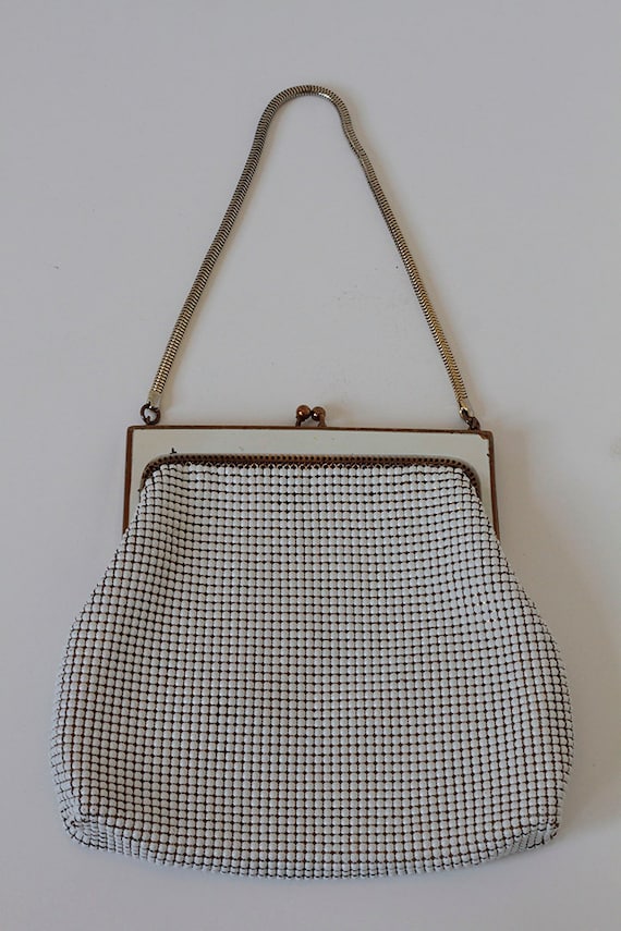 Whiting & Davis Vintage White Mesh Purse - image 1