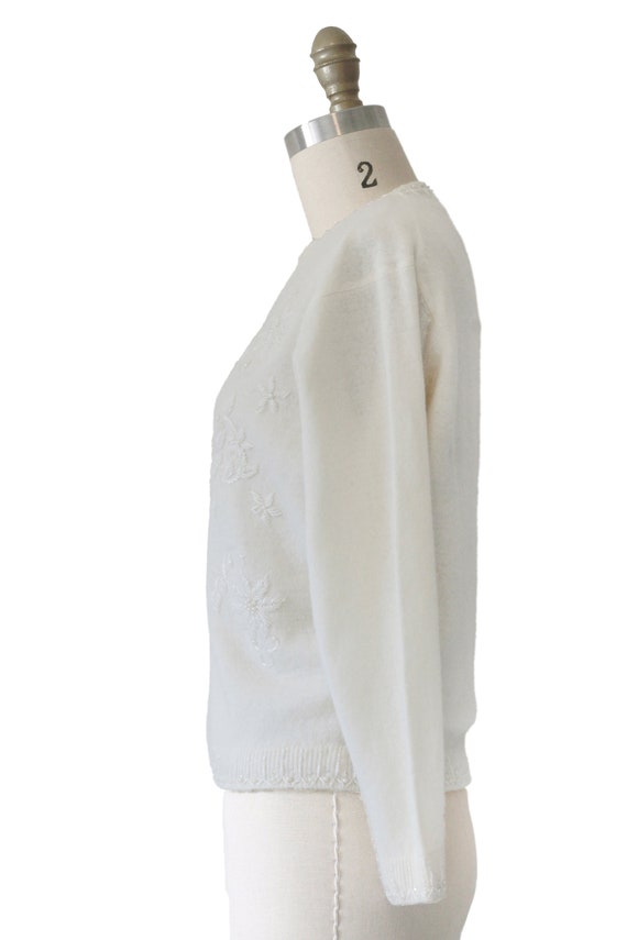 Vintage White Beaded Sweater - image 4