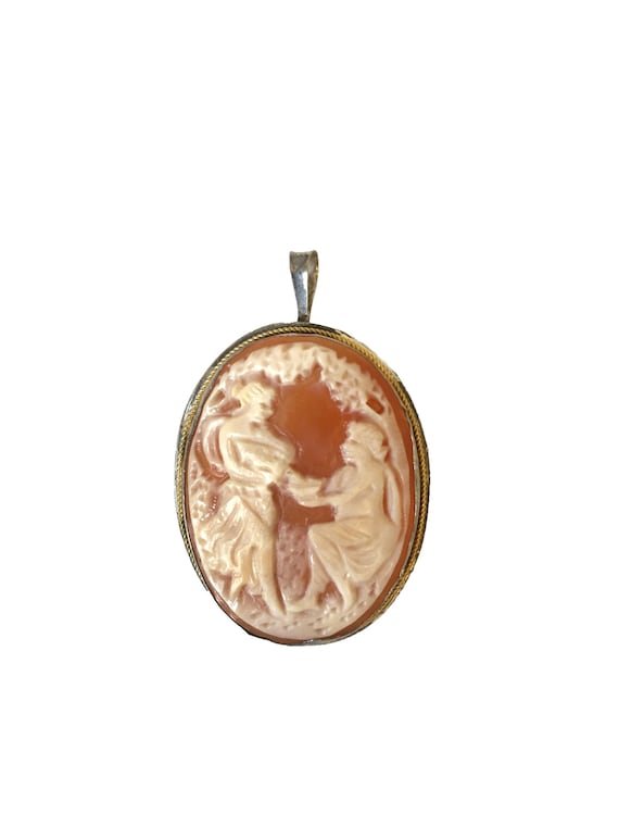 Vintage Cameo Necklace Pendant Brooch - image 1