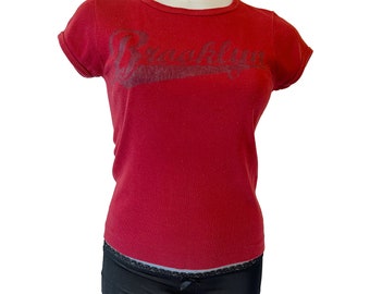 Vintage Red T Shirt with Brooklyn Logo