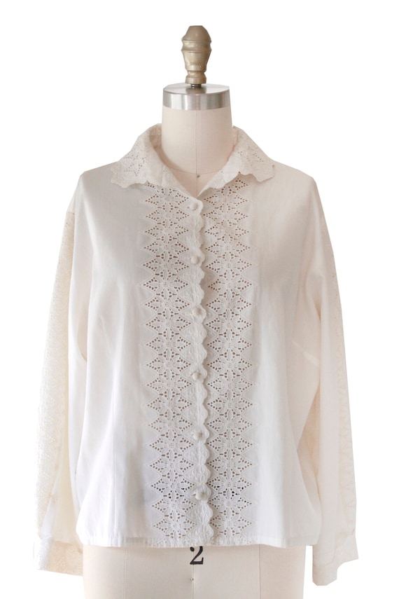 Eyelet Peplum Blouse Off White main image 0