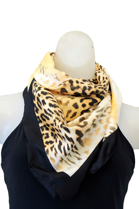 Animal Print Vintage Scarf With Black Borders - image 2