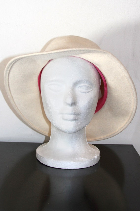 Vintage Off White/Cream Floppy Brim Hat I.MAGNIN