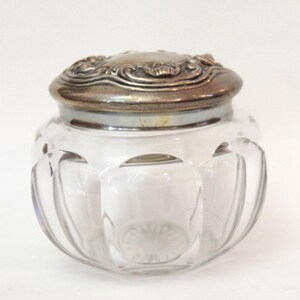 Vintage Pretty Glass Jar with Metal Lid