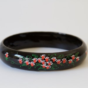 Hand Painted Flower Black Bangle image 1