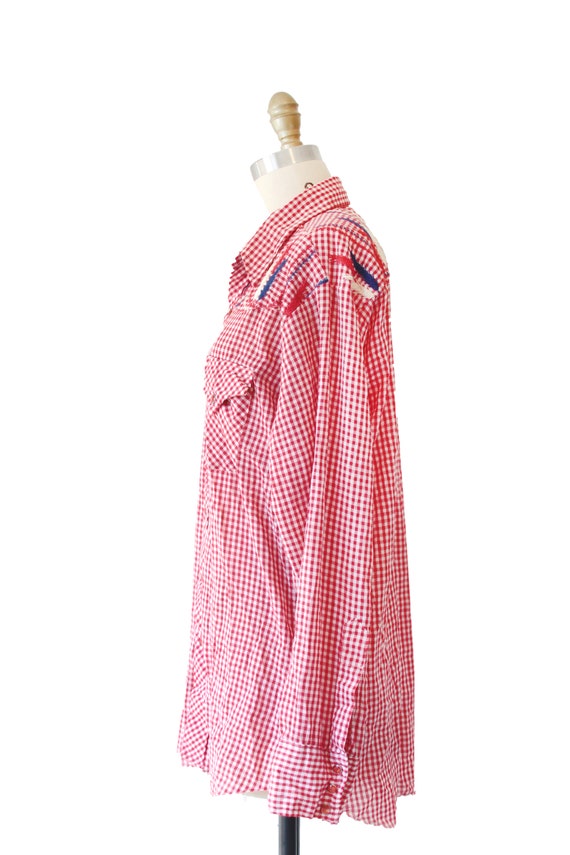 Vintage Eli Plains Red And White Check Embroidere… - image 2