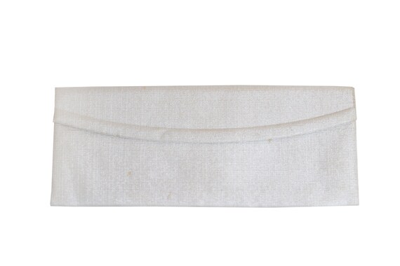 Vintage Silver Fabric Clutch Handbag - image 1