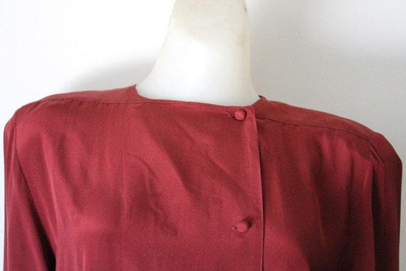 Vintage Red Tie Blouse With Shoulder Pads - image 3