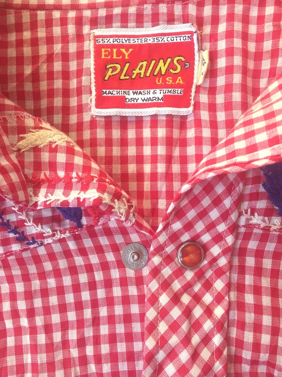 Vintage Eli Plains Red And White Check Embroidere… - image 8