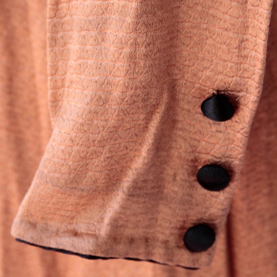 Orange Color Vintage Dress With Black Buttons And… - image 4