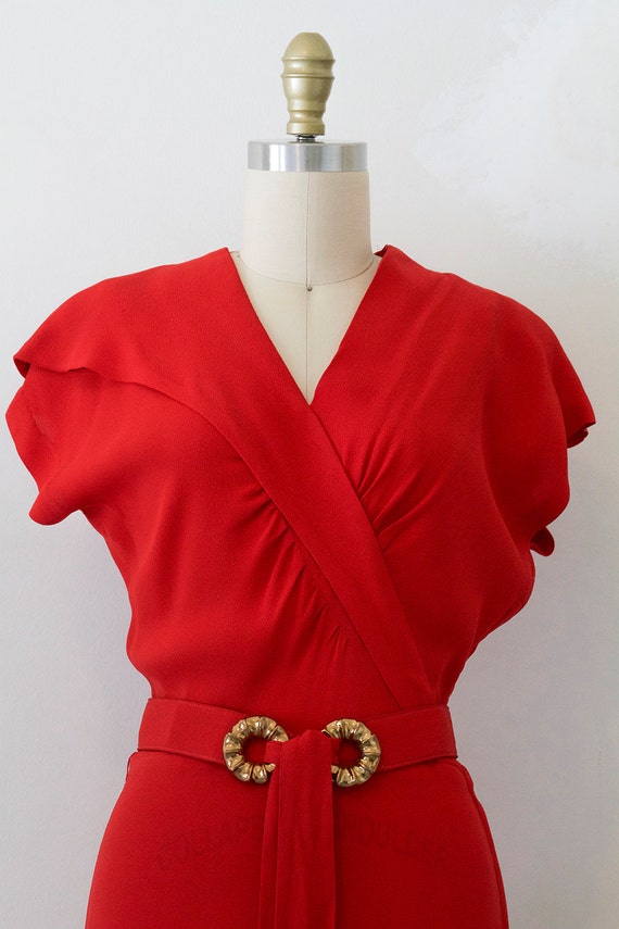 Red Vintage Long Dress With Belt
