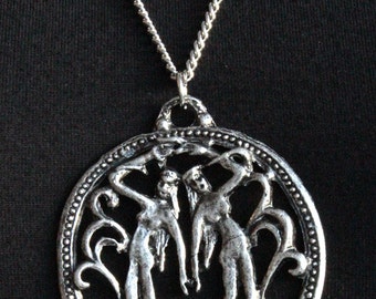 Vintage Zodiac Necklace Gemini Large Pendant Chain