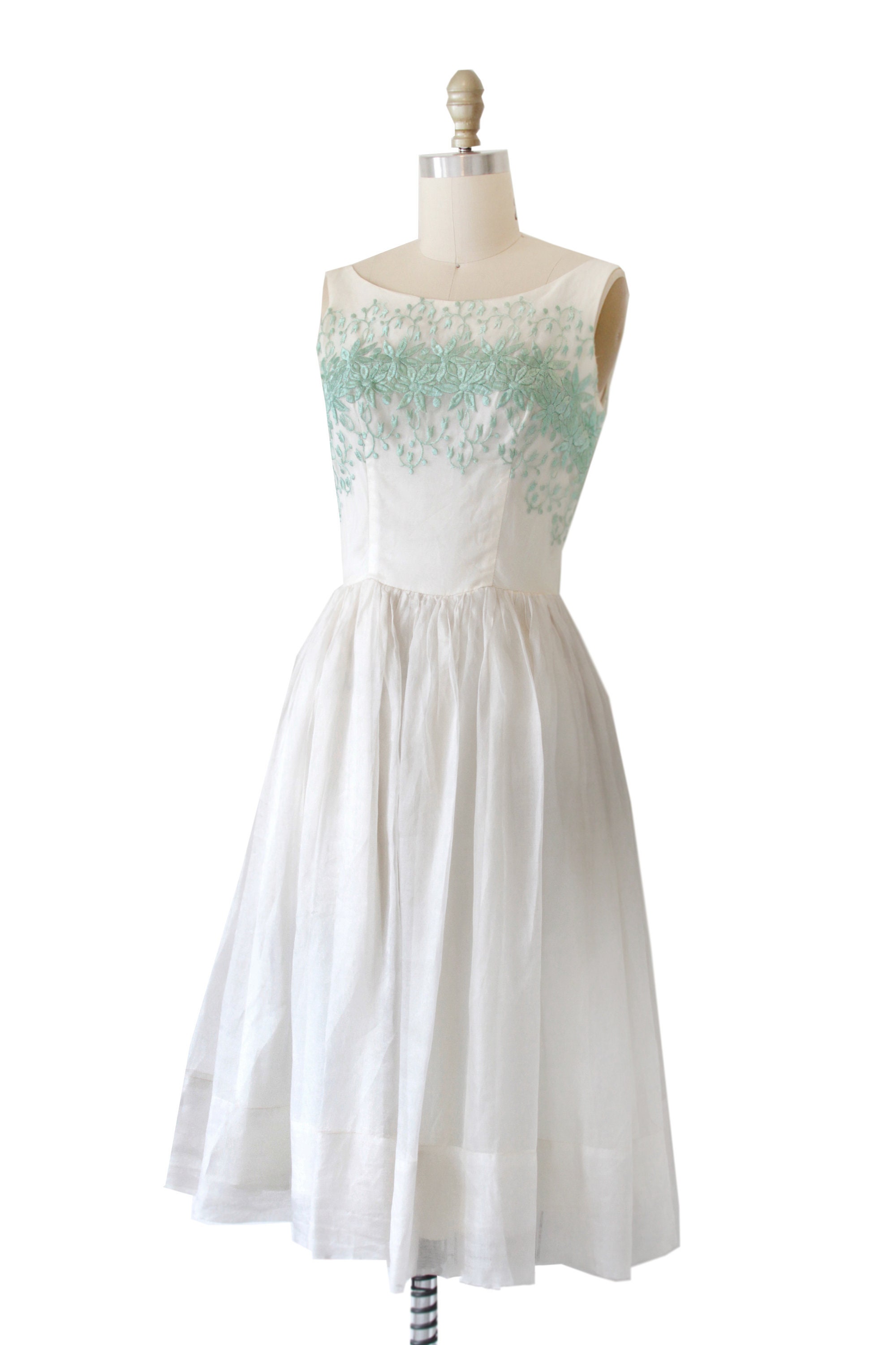 Vintage White Sleeveless Dress Etsy.de