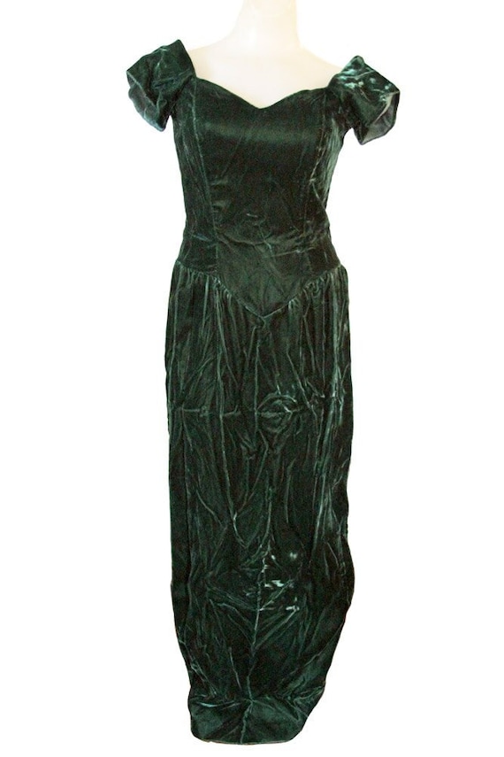 Green Vintage Velvet Maxi Dress - image 1
