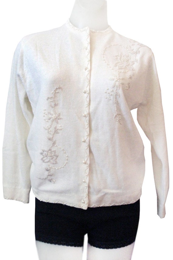 Imperial Vintage Ivory Beaded Sweater