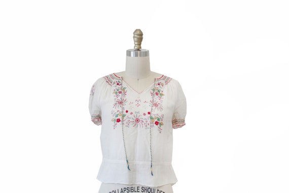 Vintage Peasant Blouse With Embroidery