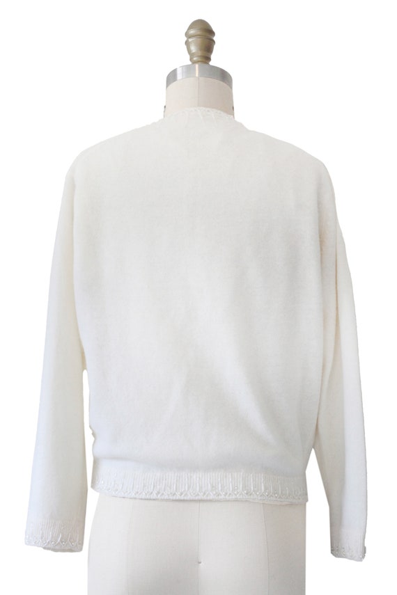 Vintage White Beaded Sweater - image 3