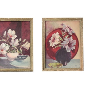 Vintage Framed Flower Art Set