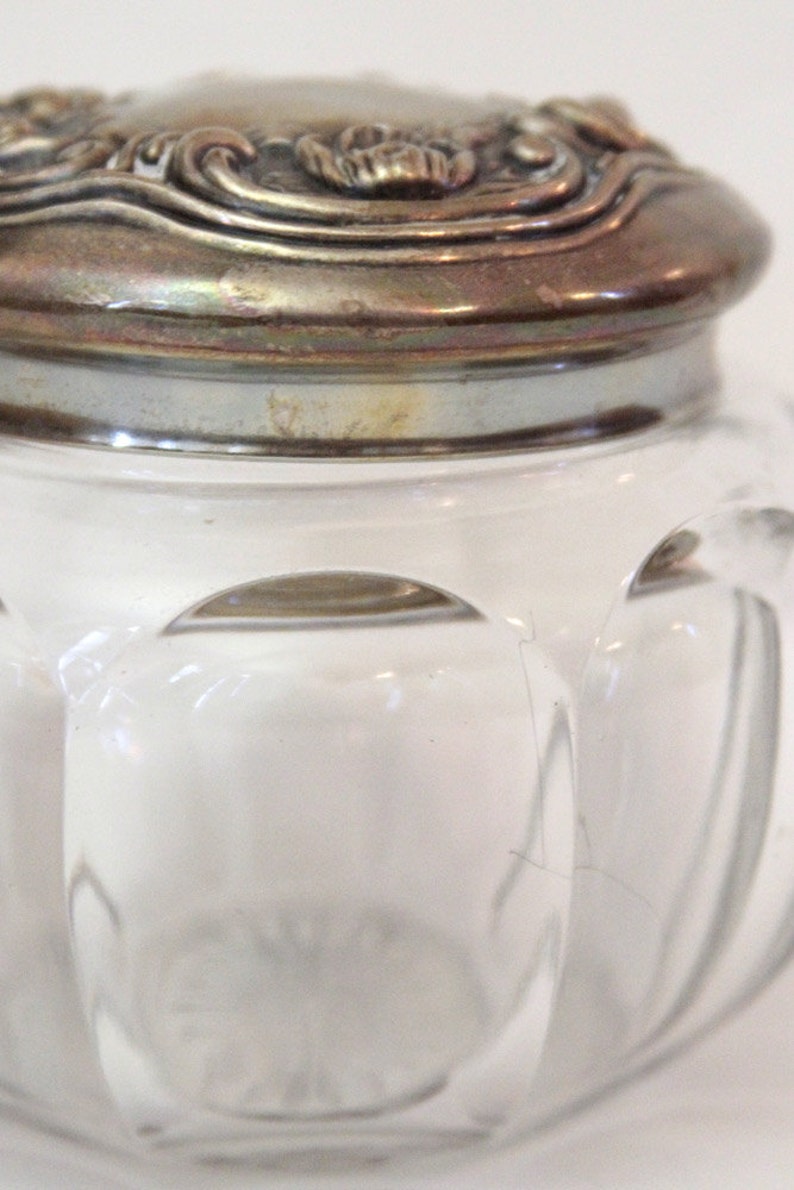 Vintage Pretty Glass Jar with Metal Lid Etsy