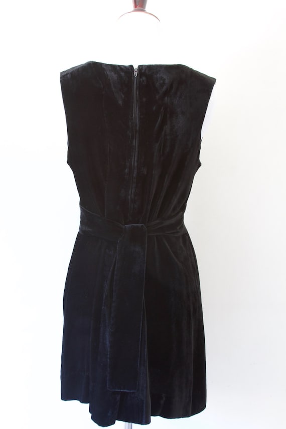 Black Velvet Vintage Mini Dress 60's 70's - image 3