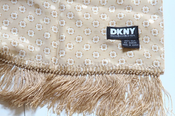 DKNY Floral Geometrical Patterned Scarf with Frin… - image 2