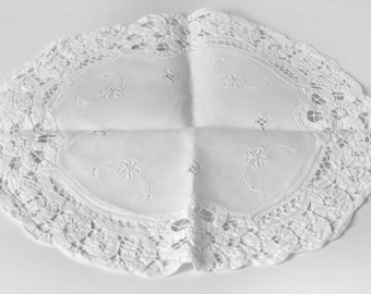Vintage White Linen Doily