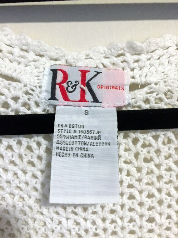 Vintage R & K White Crochet Sweater - image 6