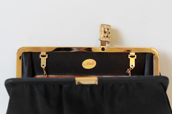 Black Vintage Purse with Gold Chain & Clasp - image 4