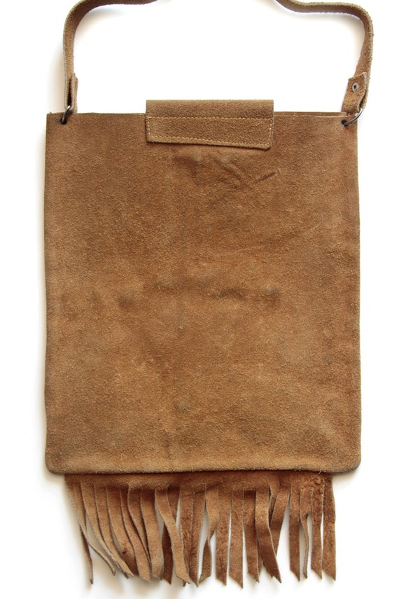 Brown Suede Vintage Fringe Purse Gem