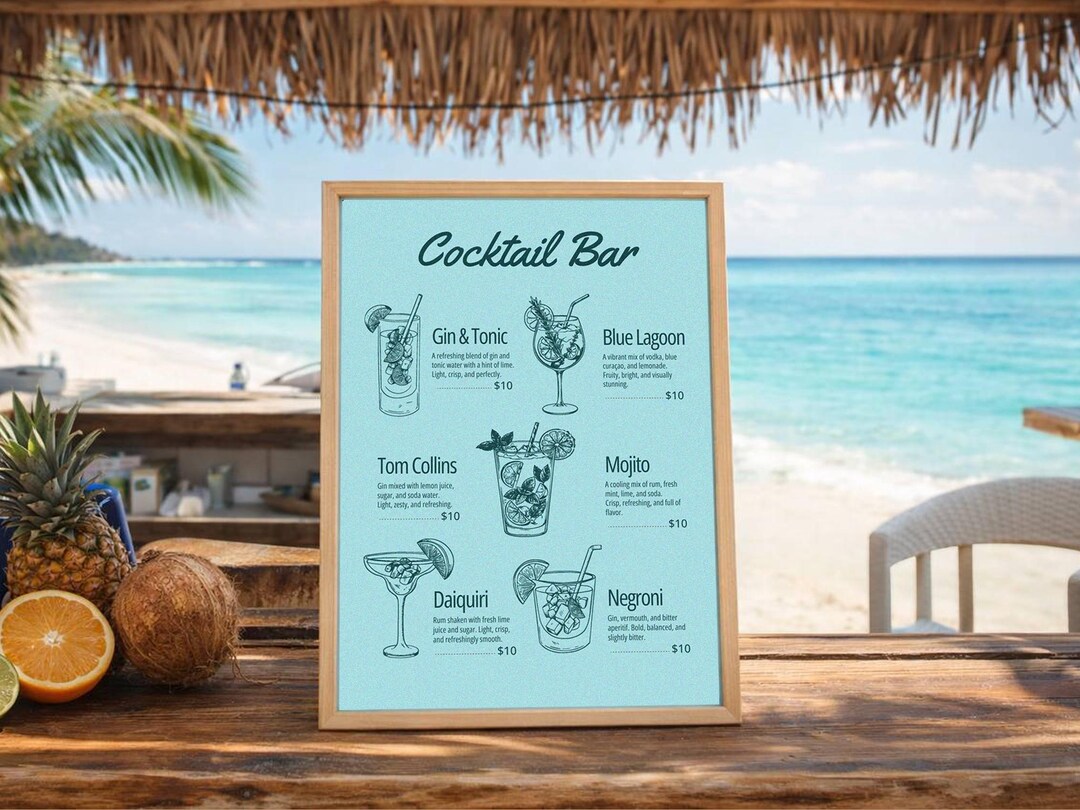 Editable Cocktail Menu Canva Template (A4 US Letter) - Etsy