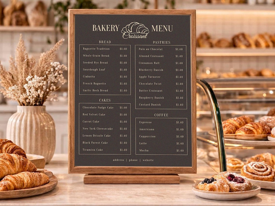 Editable Minimalist Bakery Menu Template (A4 US Letter) - Etsy