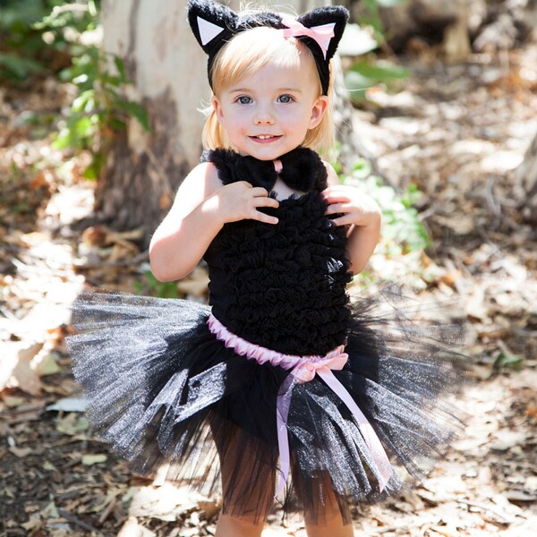 Black Cat Costume Tutu, Baby Girl Halloween Costume, Girl Cat Costume, Toddler Cat Tutu, Toddler Cat Costume