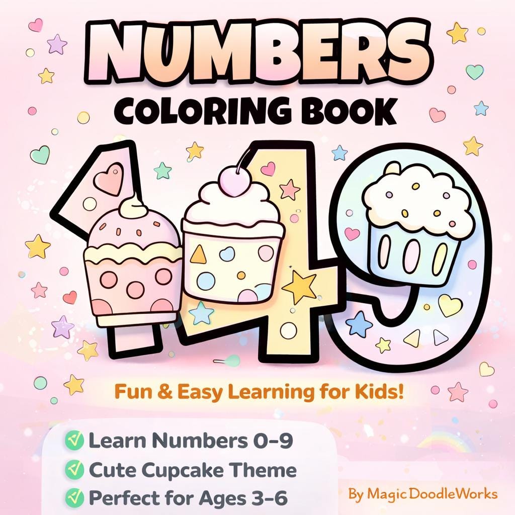 Numbers Coloring Book for Kids | Cupcake Theme, Learn 0-9 (ages 3-6) - Etsy